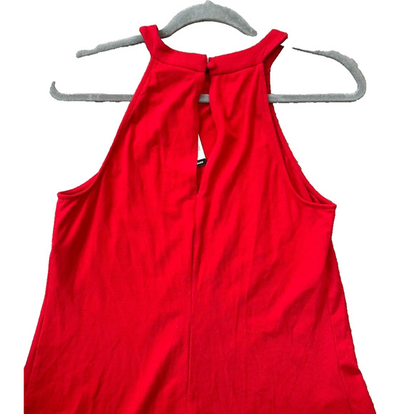 Express Red Halter Mini Jersey Dress Swing Size Small Party Flirty Date - Picture 3 of 10